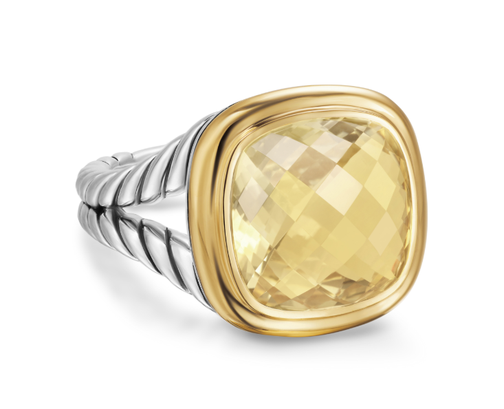 David Yurman Albion® Ring In Sterling Silver With 18k Yellow Gold And Champagne Citrine, 11mm