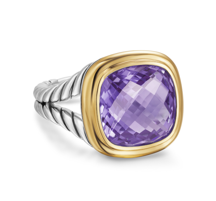 David Yurman Albion® Ring In Sterling Silver With 18k Yellow Gold And Amethyst, 11mm