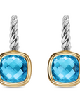 David Yurman Albion Drop Earrings In Sterling Silver With 18k Yellow Gold And Blue Topaz, 10mm