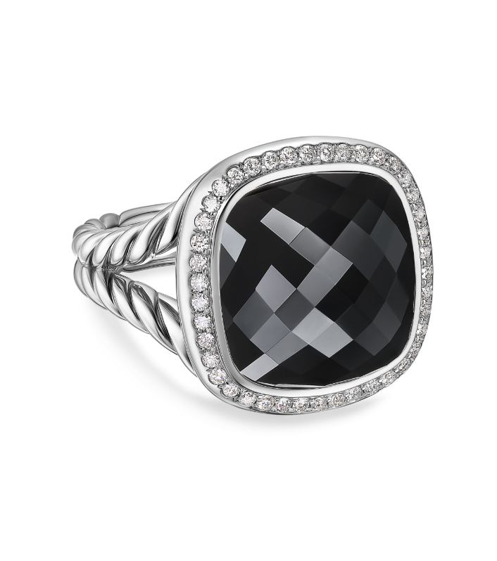 David Yurman Albion® Ring In Sterling Silver With Black Onyx And Diamonds, 15mm