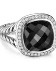 David Yurman Albion Ring In Sterling Silver With Black Onyx And Diamonds, 11mm
