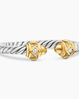 David Yurman Renaissance Ring In Sterling Silver With 14k Yellow Gold, Gold Domes And Diamonds, 2.3mm