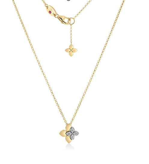 Roberto Coin 18k Yellow And White Gold Diamond Tiny Princess Necklace