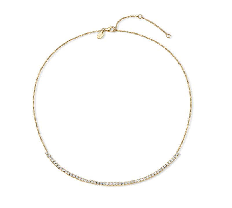Memoire 18k Yellow Gold 1.30ct Diamond Line Necklace