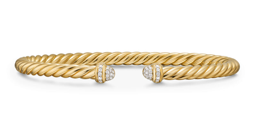 David Yurman Cablespira® flex Bracelet In 18k Yellow Gold With Diamonds, 4mm