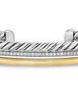 David Yurman Mercer™ Three Row Cuff Bracelet In Sterling Silver With 18k Yellow Gold And Diamonds, 10mm