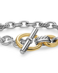 David Yurman Mercer Toggle Chain Bracelet In Sterling Silver With 18k Yellow Gold And Diamonds, 8mm