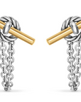 David Yurman Mercer Petite Toggle Chain Stud Earrings In Sterling Silver With 18k Yellow Gold, 38.2mm