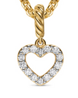 David Yurman Micro Pavé Open Heart Amulet In 18k Yellow Gold With Diamonds, 6.8mm
