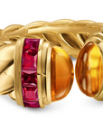 David Yurman Sculpted Cable Open Cocktail Ring In 18k Yellow Gold With Madeira Citrine And Rubellites, 12.4mm