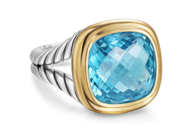 David Yurman Albion® Ring In Sterling Silver With 18k Yellow Gold And Blue Topaz, 11mm