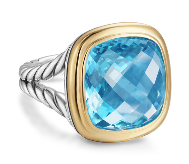 David Yurman Albion® Ring In Sterling Silver With 18k Yellow Gold And Blue Topaz, 15mm