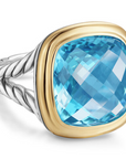 David Yurman Albion® Ring In Sterling Silver With 18k Yellow Gold And Blue Topaz, 15mm