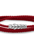 David Yurman Chevron Triple Wrap Bracelet In Red Leather With Sterling Silver, 3mm