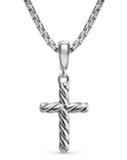 David Yurman Cable Cross Pendant Necklace In Sterling Silver, 17.5mm