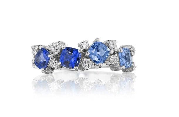 Penny Preville 18k White Gold Confetti Sapphire And Diamond Ring