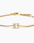 David Yurman Petite Pave Initial Chain Bracelet In 18k Yellow Gold With Diamond E