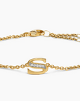 David Yurman Petite Pave Initial Chain Bracelet In 18k Yellow Gold With Diamond S