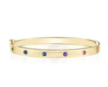 Estate 18k Yellow Gold Penny Preville Colored Gemstone Bangle