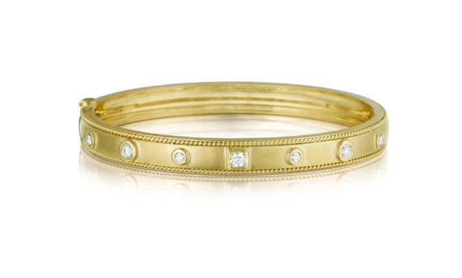 Estate 18k Yellow Gold Penny Preville Diamond Bangle