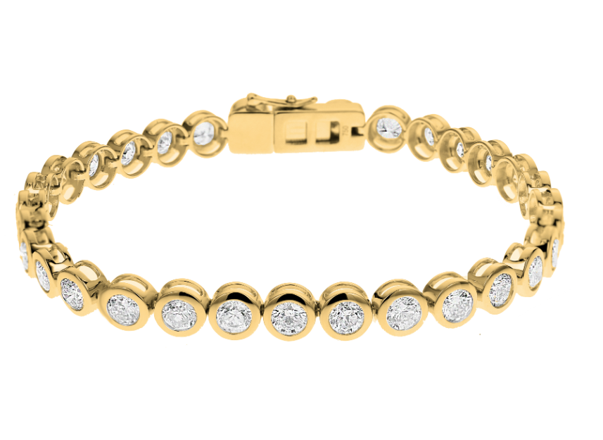 Brown & Co. 18k Yellow Gold Bezel-Set Diamond Tennis Bracelet