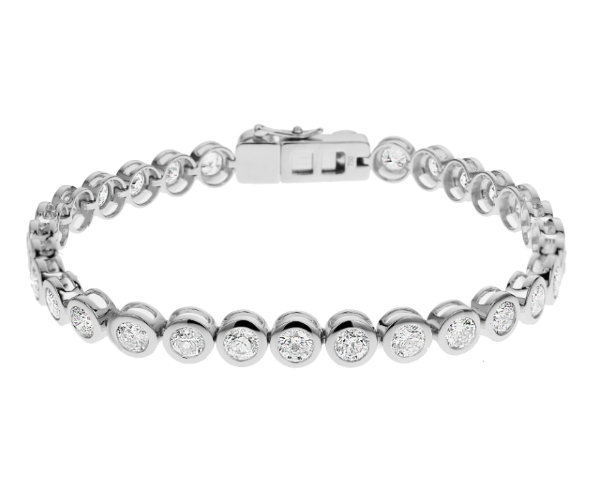 Brown & Co. 18k White Gold 8ct Bezel-Set Round Diamond Tennis Bracelet