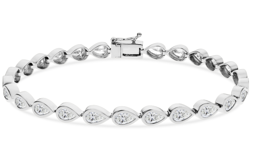 Brown & Co. 18k White Gold 5ct Bezel-Set Pear Diamond Line Bracelet