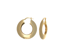 Brown 14k Yellow Gold Flat Disc Hoop Earrings – Brown