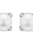 David Yurman Pearl Classics Stud Earrings In Sterling Silver And Diamonds, 6.6mm