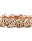 David Yurman Sculpted Cable Flex Band Ring In 18k Rose Gold With Cognac Diamonds, 5mm