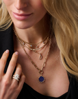 Rachel Reid 14k Yellow Gold Lapis & Diamond Sun Charm