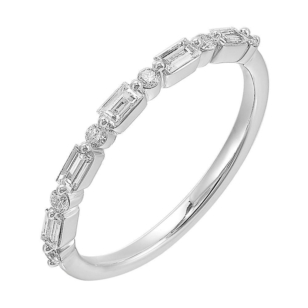 Brown & Co. Platinum Alternating Round And Baguette Diamond Band