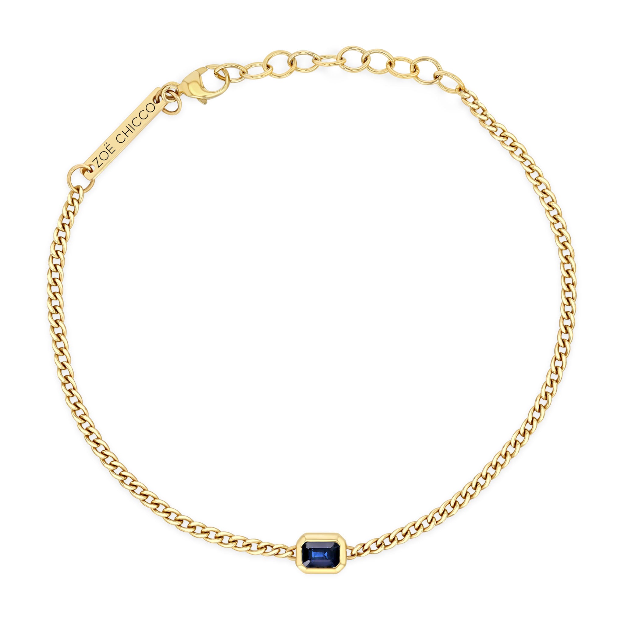 Zoe Chico 14k Yellow Gold Curb Chain Sapphire Bracelet