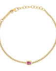 Zoë Chico 14k Yellow Gold Curb Chain Pink Sapphire Bracelet
