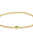 Zoë Chico 14k Yellow Gold Curb Chain Emerald Bracelet