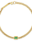 Zoë Chico 14k Yellow Gold Curb Chain Emerald Bracelet