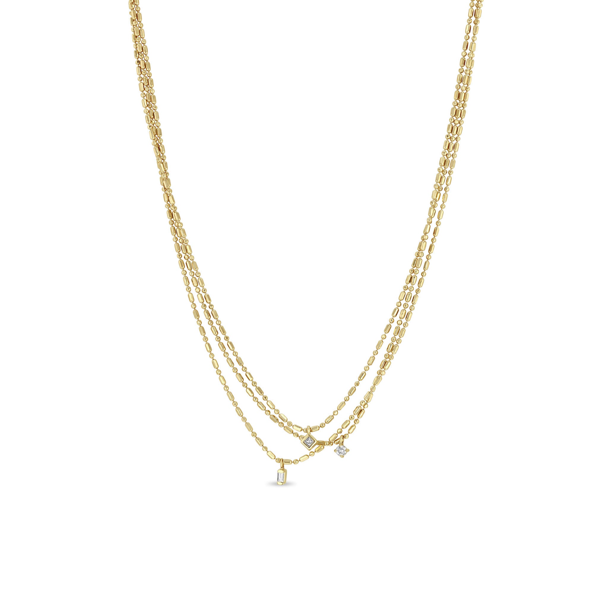 Zoë Chicco 14k Yellow Gold Three Strand Diamond Necklace