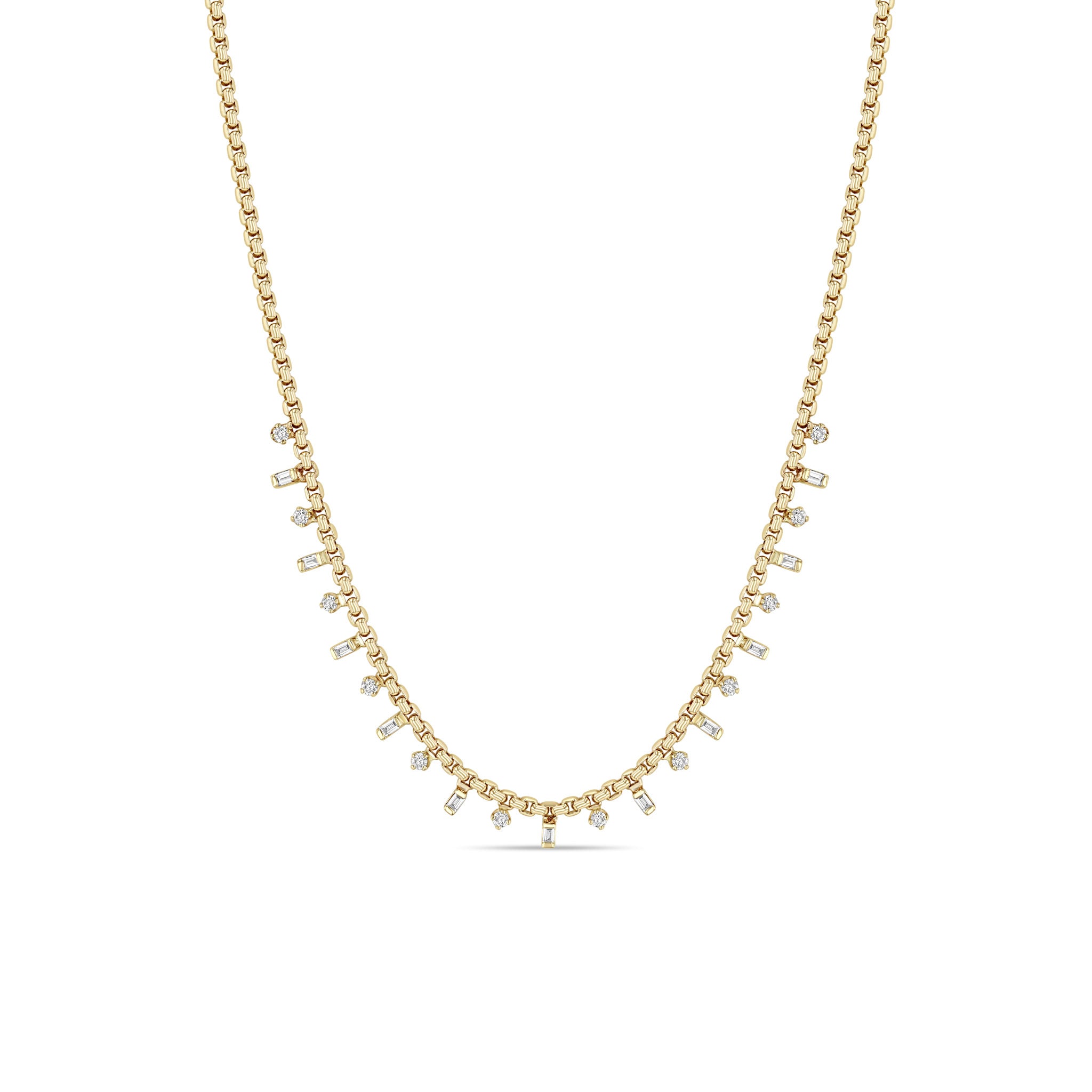 Zoe Chicco 14k Yellow Gold Box Chain Diamond Necklace