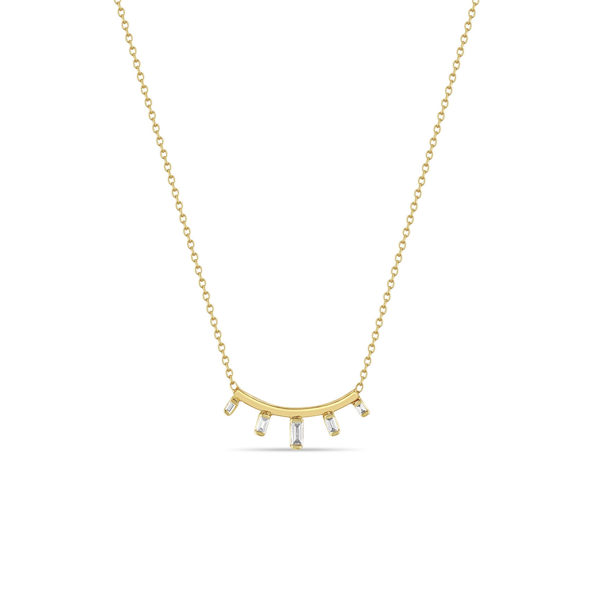 Zoë Chicco 14k Yellow Gold Curved Bar Diamond Necklace