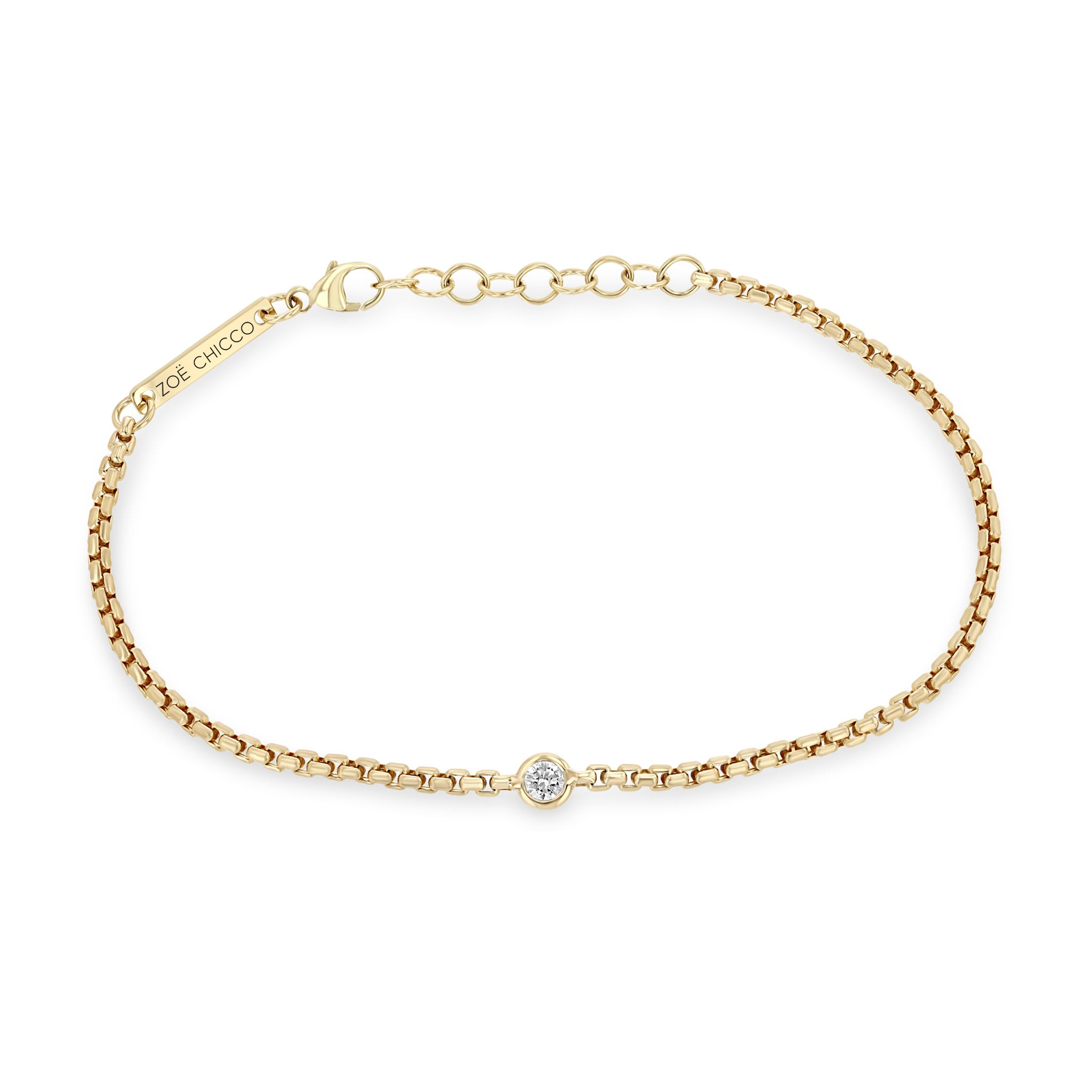 Zoë Chico 14k Yellow Gold Box Chain Diamond Bracelet