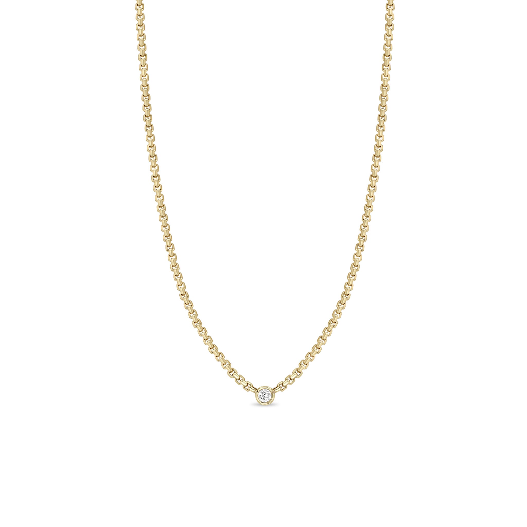 Zoe Chicco 14k Yellow Gold Box Chain Diamond Necklace