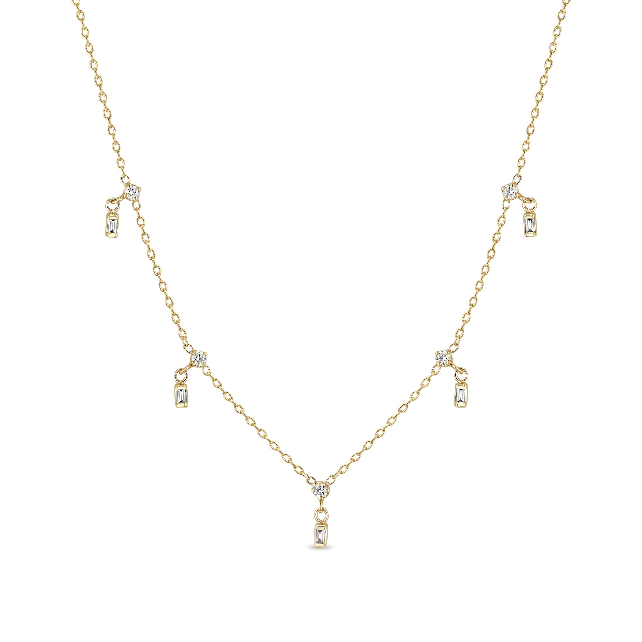 Zoe Chicco 14k Yellow Gold Diamond Drop Necklace