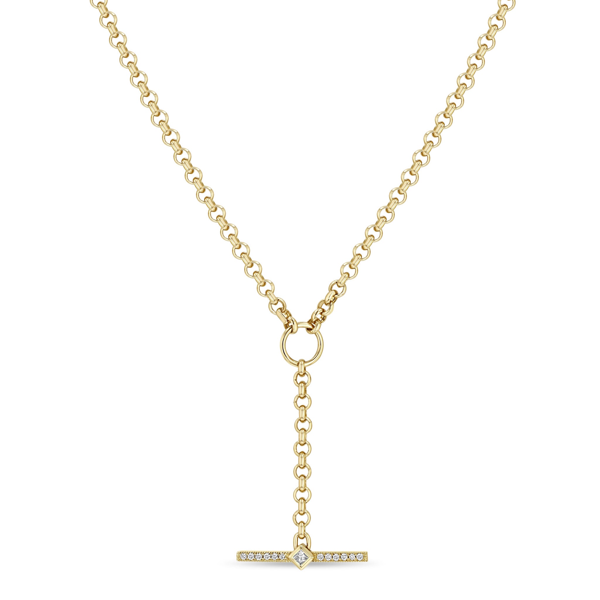 Zoe Chicco 14k Yellow Gold Diamond Lariat Toggle Necklace