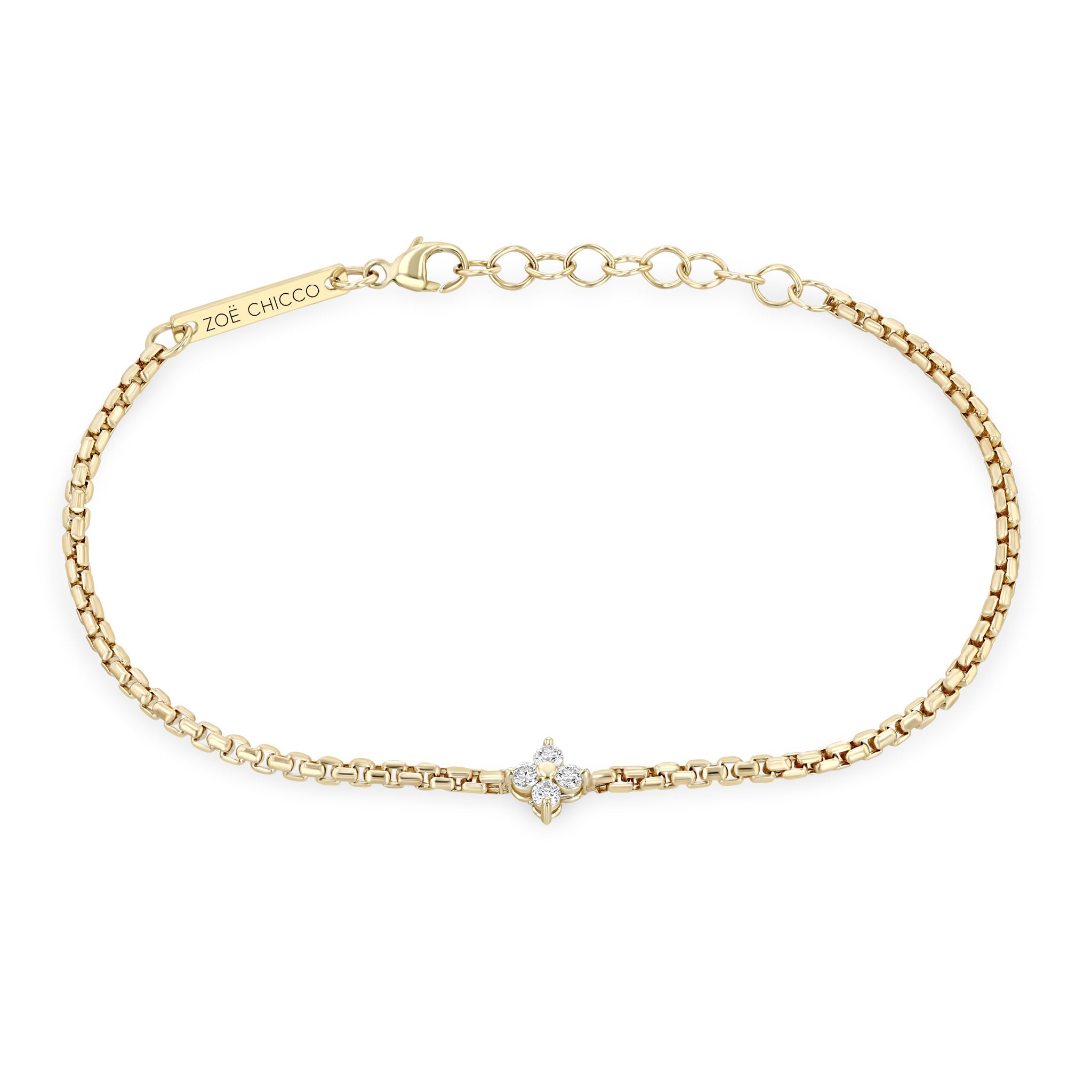 Zoë Chico 14k Yellow Gold Box Chain Diamond Bracelet