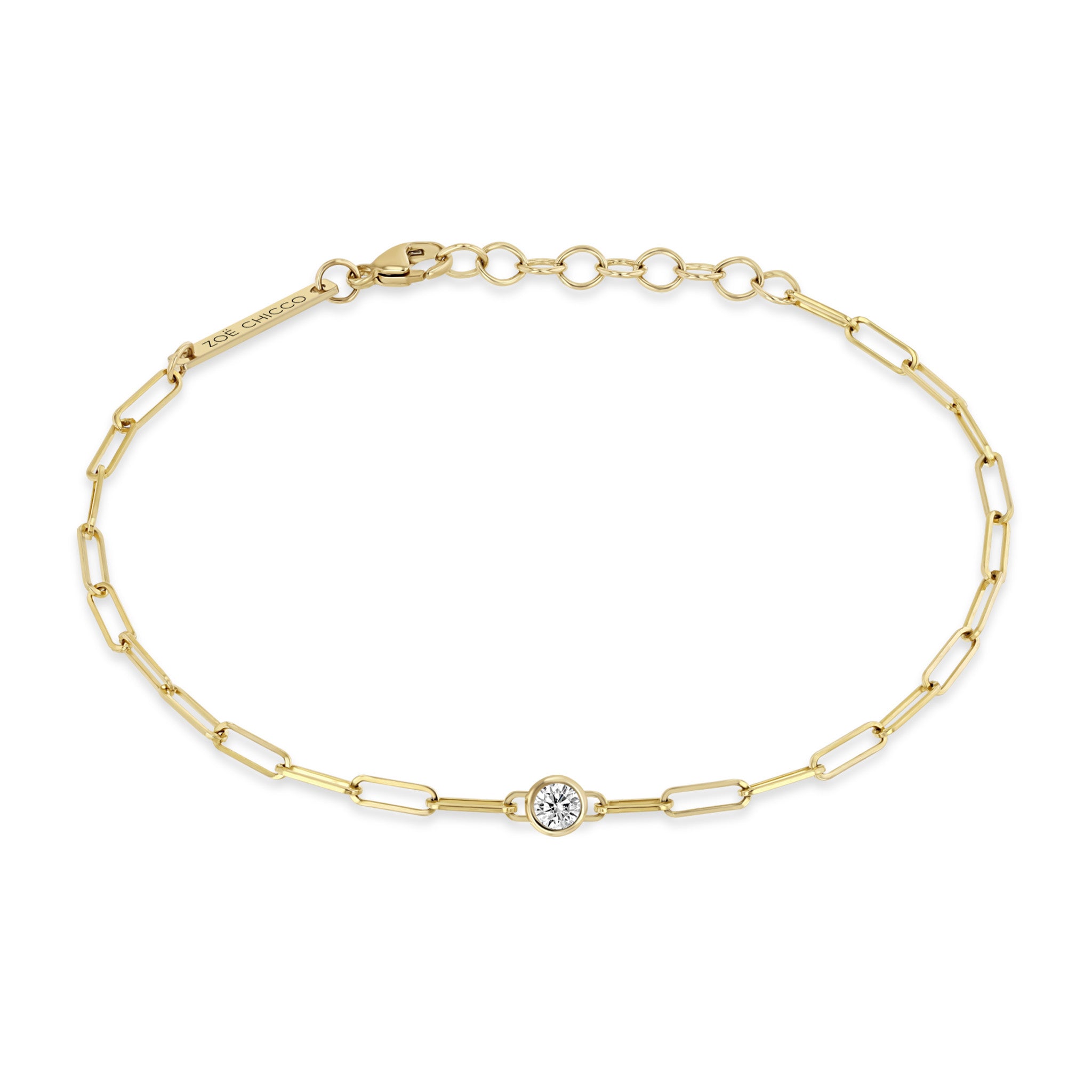 Zoë Chico 14k Yellow Gold Paperclip Chain Diamond Bracelet