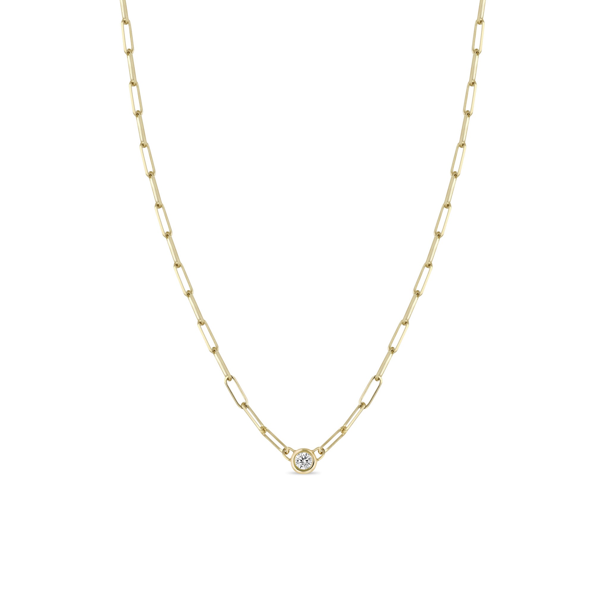 Zoë Chicco 14k Yellow Gold Paperclip Diamond Necklace