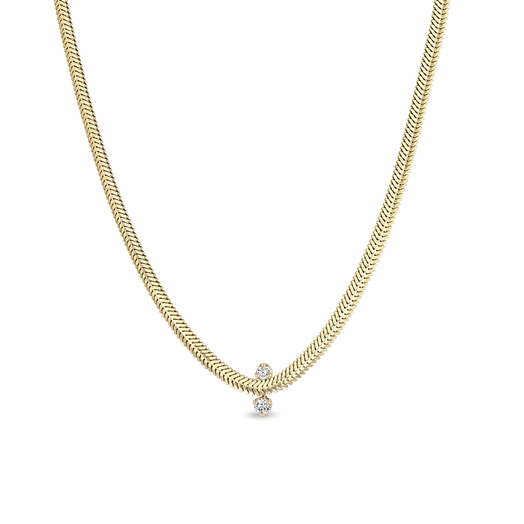 Zoë Chicco 14k Yellow Gold Oval Snake Chain Diamond Necklace