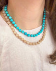 Turquoise Beaded Necklace, 16 inches