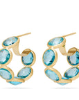 Bezel Set Blue Topaz Hoop Earrings
