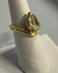 Bezel Set Floating Pear Diamond Ring, 4.04ct